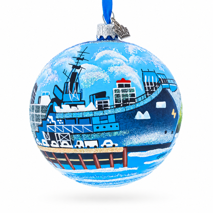 USS Midway Museum, San Diego, California Glass Ball Christmas Ornament 4 Inches