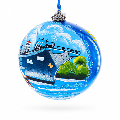 USS Midway Museum, San Diego, California Glass Ball Christmas Ornament 4 Inches