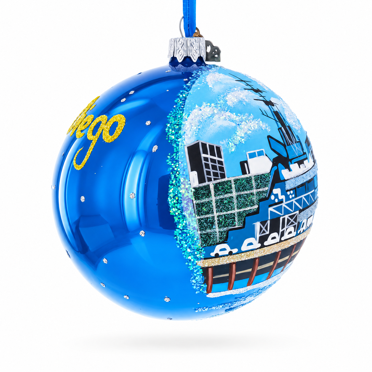USS Midway Museum, San Diego, California Glass Ball Christmas Ornament 4 Inches