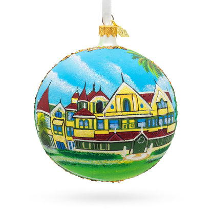 Winchester Mystery House, San Jose, California Glass Ball Christmas Ornament 4 Inches