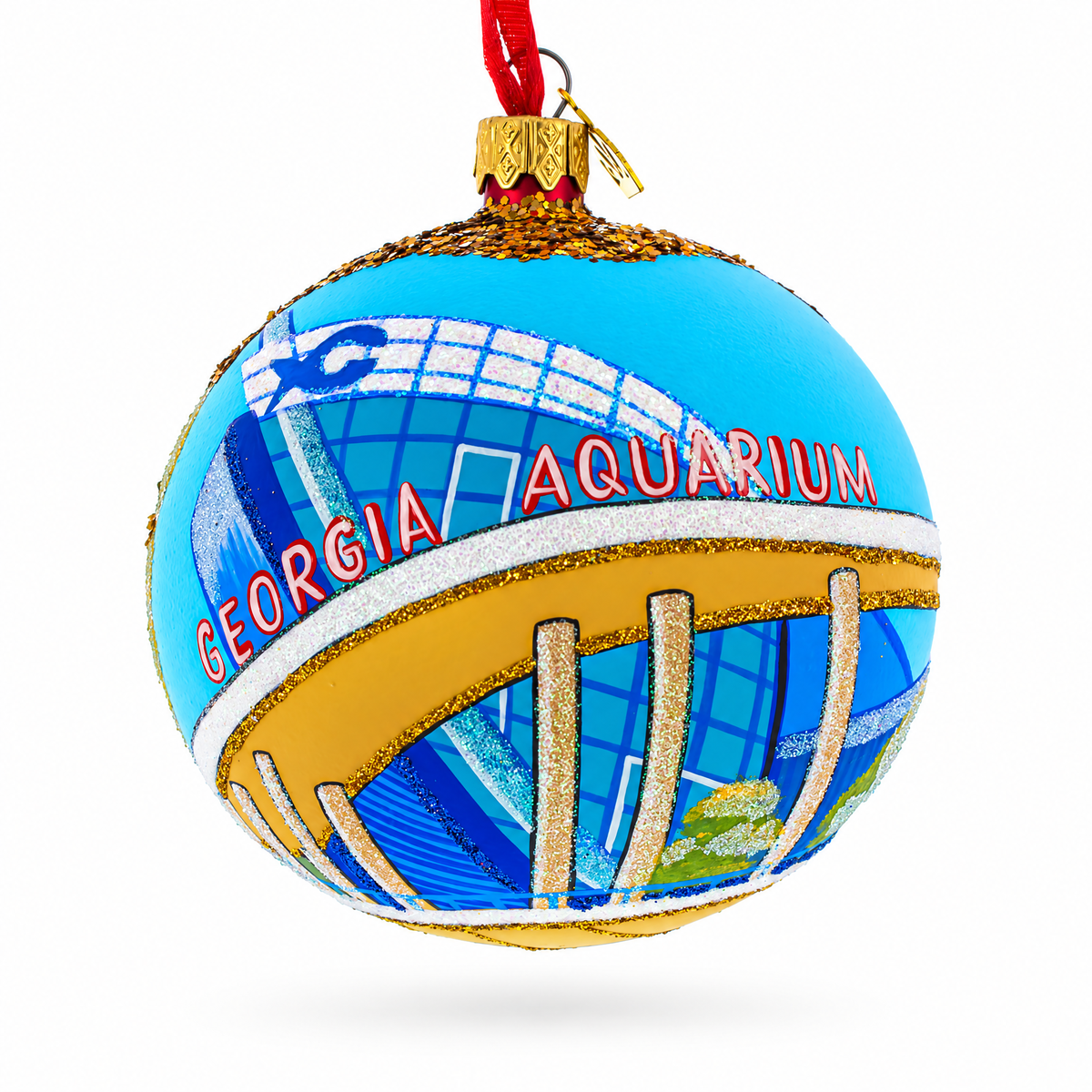 Georgia Aquarium, Atlanta, Georgia Glass Ball Christmas Ornament 4 Inches