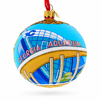 Georgia Aquarium, Atlanta, Georgia Glass Ball Christmas Ornament 4 Inches