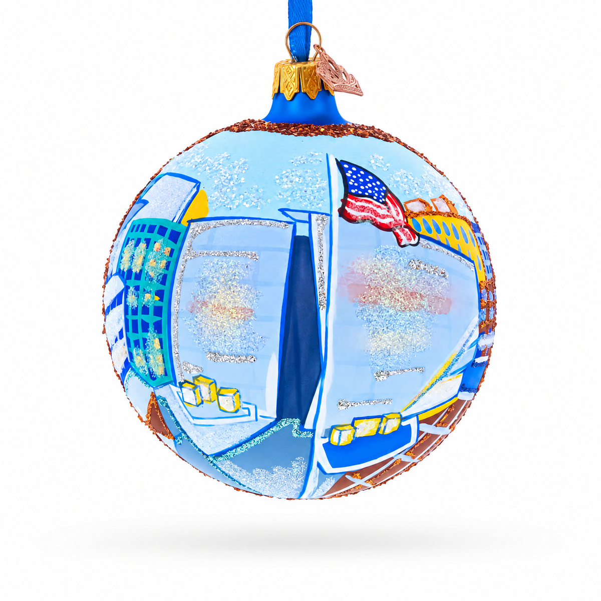 The National WWII Museum, New Orleans, Louisiana Glass Ball Christmas Ornament 4 Inches