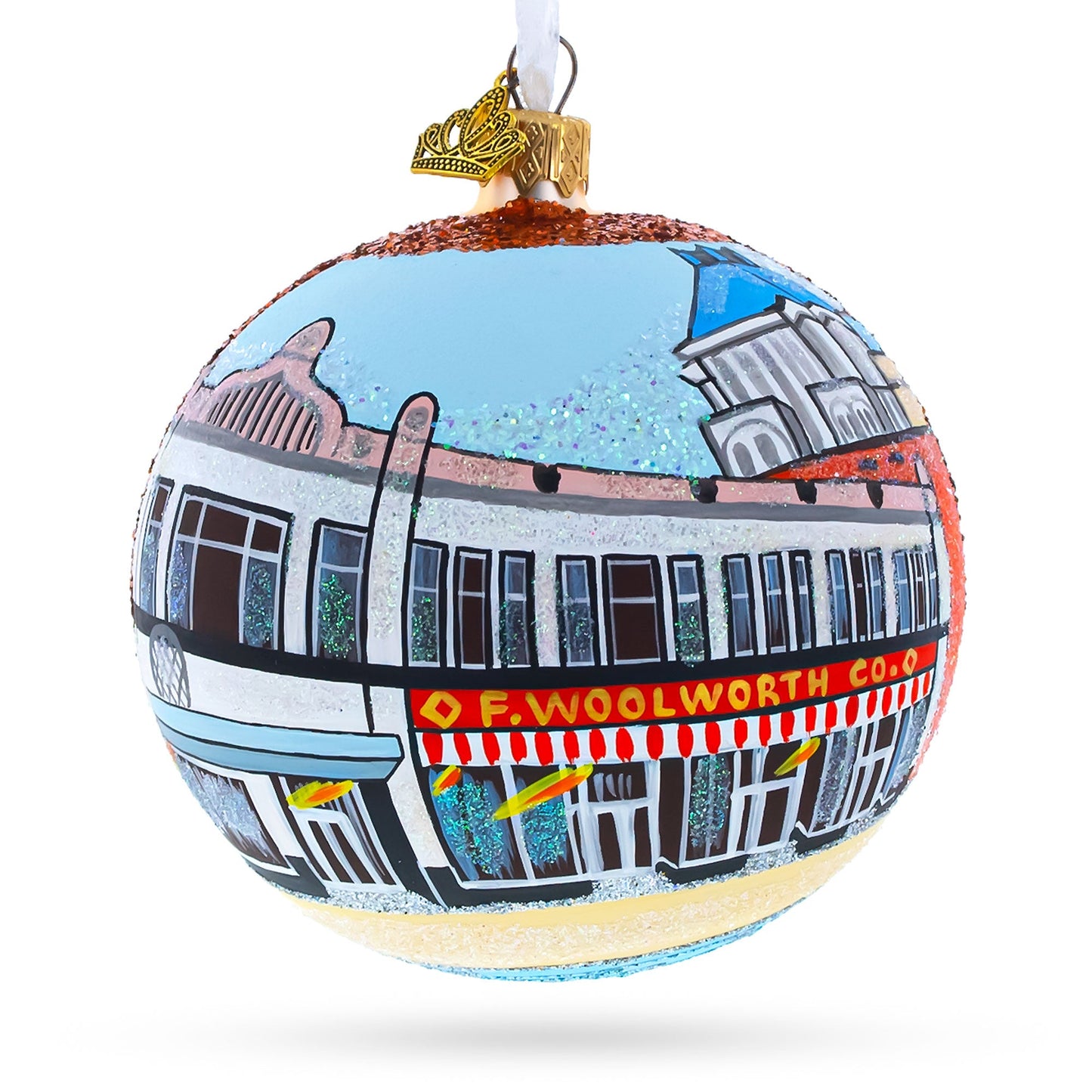International Civil Rights Center & Museum, Greensboro, North Carolina Glass Ball Christmas Ornament 4 Inches