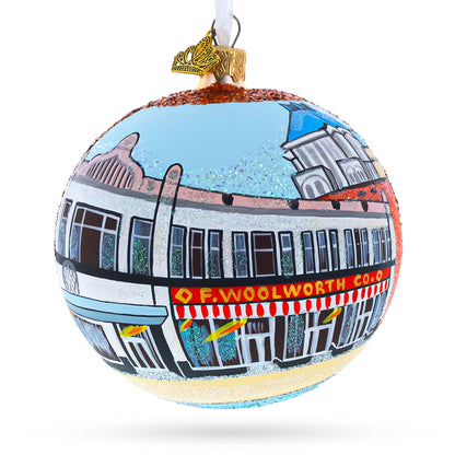 International Civil Rights Center & Museum, Greensboro, North Carolina Glass Ball Christmas Ornament 4 Inches
