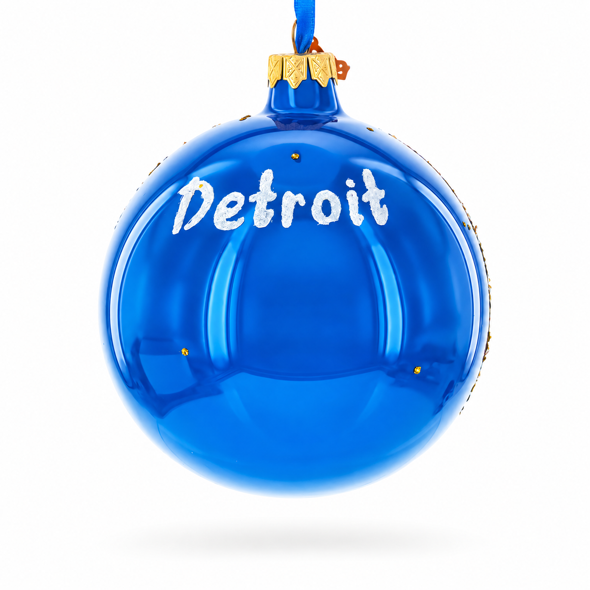 Detroit Riverfront, Detroit, Michigan Glass Ball Christmas Ornament 4 Inches