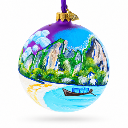Thailand Beach Glass Ball Christmas Ornament 4 Inches