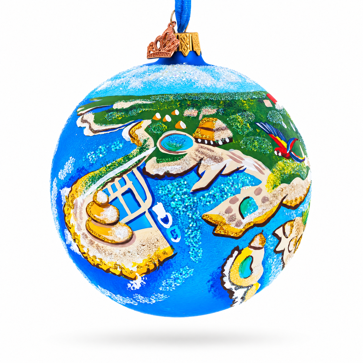 Theme Park at Riviera Maya, Playa del Carmen, Mexico Glass Ball Christmas Ornament 4 Inches