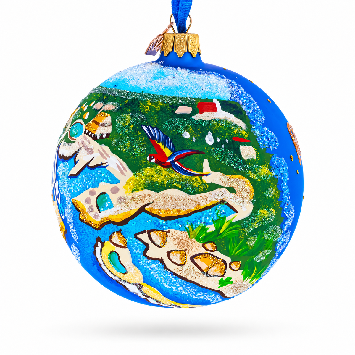 Theme Park at Riviera Maya, Playa del Carmen, Mexico Glass Ball Christmas Ornament 4 Inches