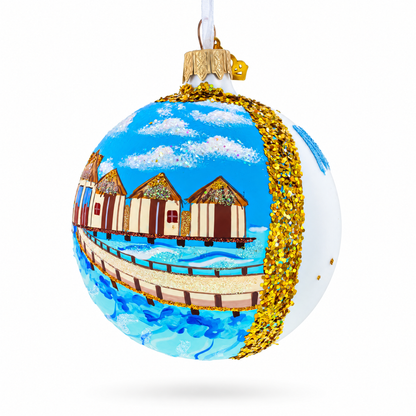 Maldives Resort Glass Ball Christmas Ornament 3.25 Inches