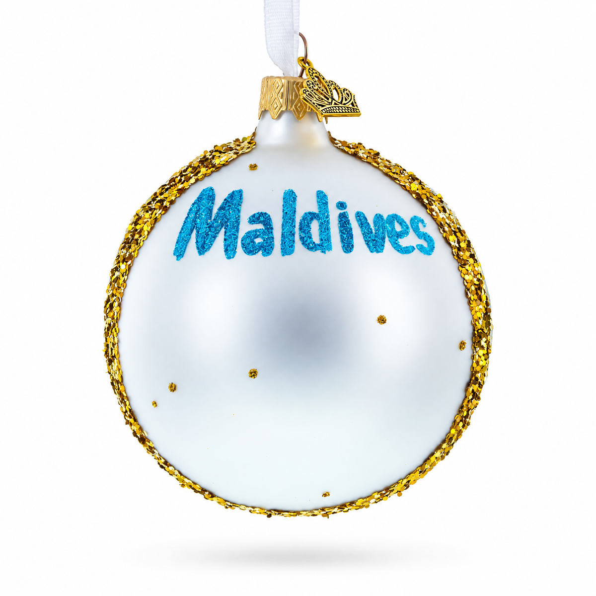 Maldives Resort Glass Ball Christmas Ornament 3.25 Inches