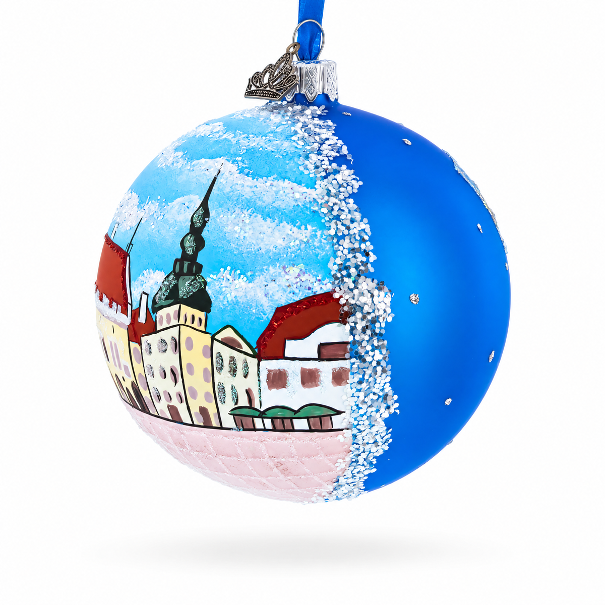 Old Town, Tallin, Estonia Glass Ball Christmas Ornament 4 Inches