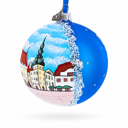 Old Town, Tallin, Estonia Glass Ball Christmas Ornament 4 Inches