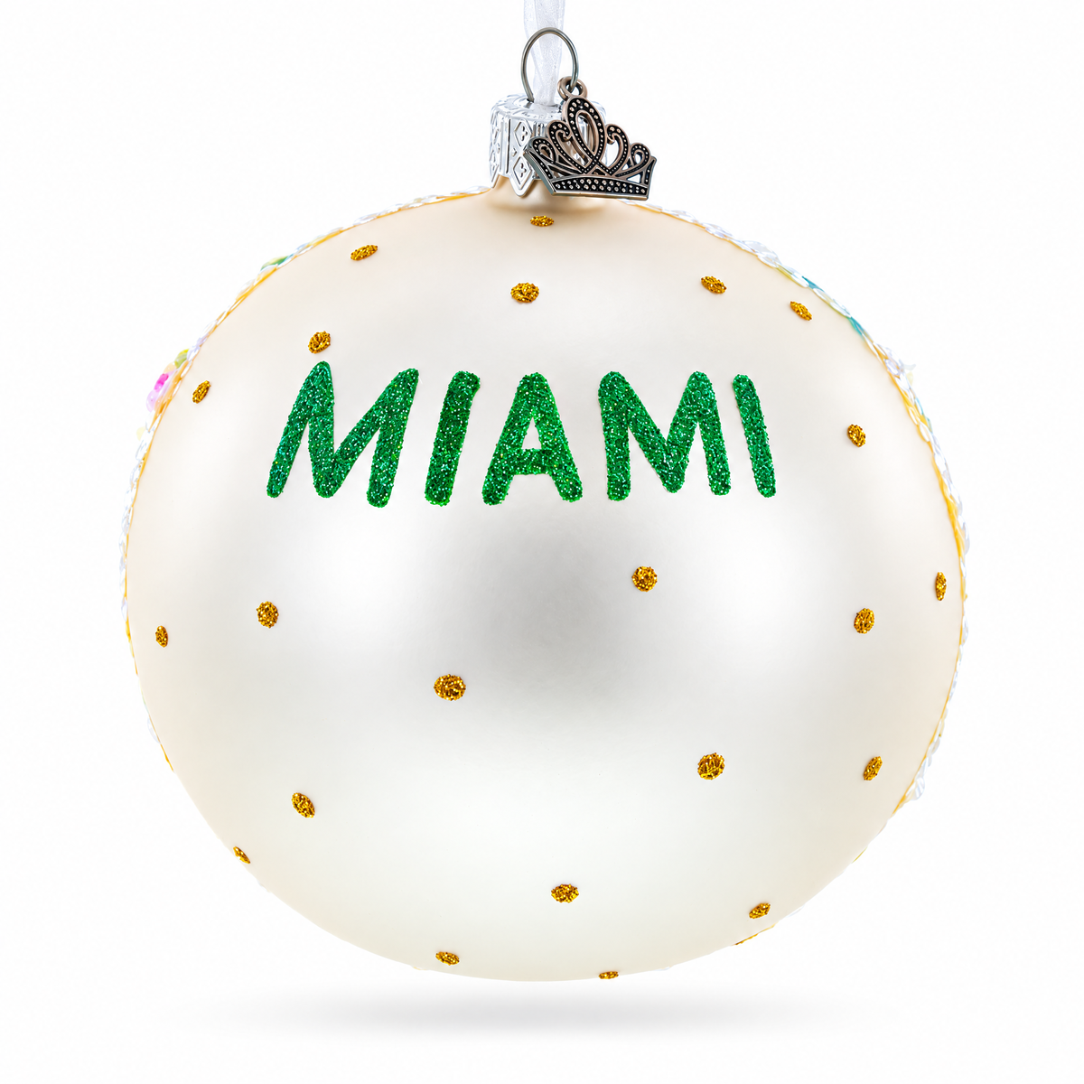 South Beach, Miami, Florida Glass Ball Christmas Ornament 4 Inches