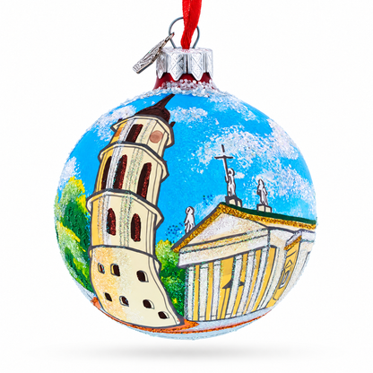 Old Town in Vilnius, Lithuania Glass Ball Christmas Ornament 3.25 Inches