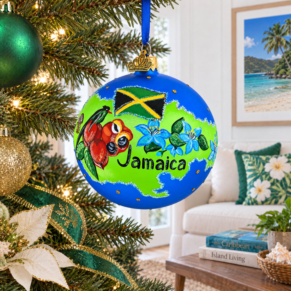 Travel to Jamaica Glass Ball Christmas Ornament 4 Inches