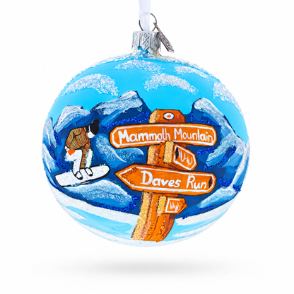 Mammoth Mountain Ski Area, California Glass Ball Christmas Ornament 4 Inches