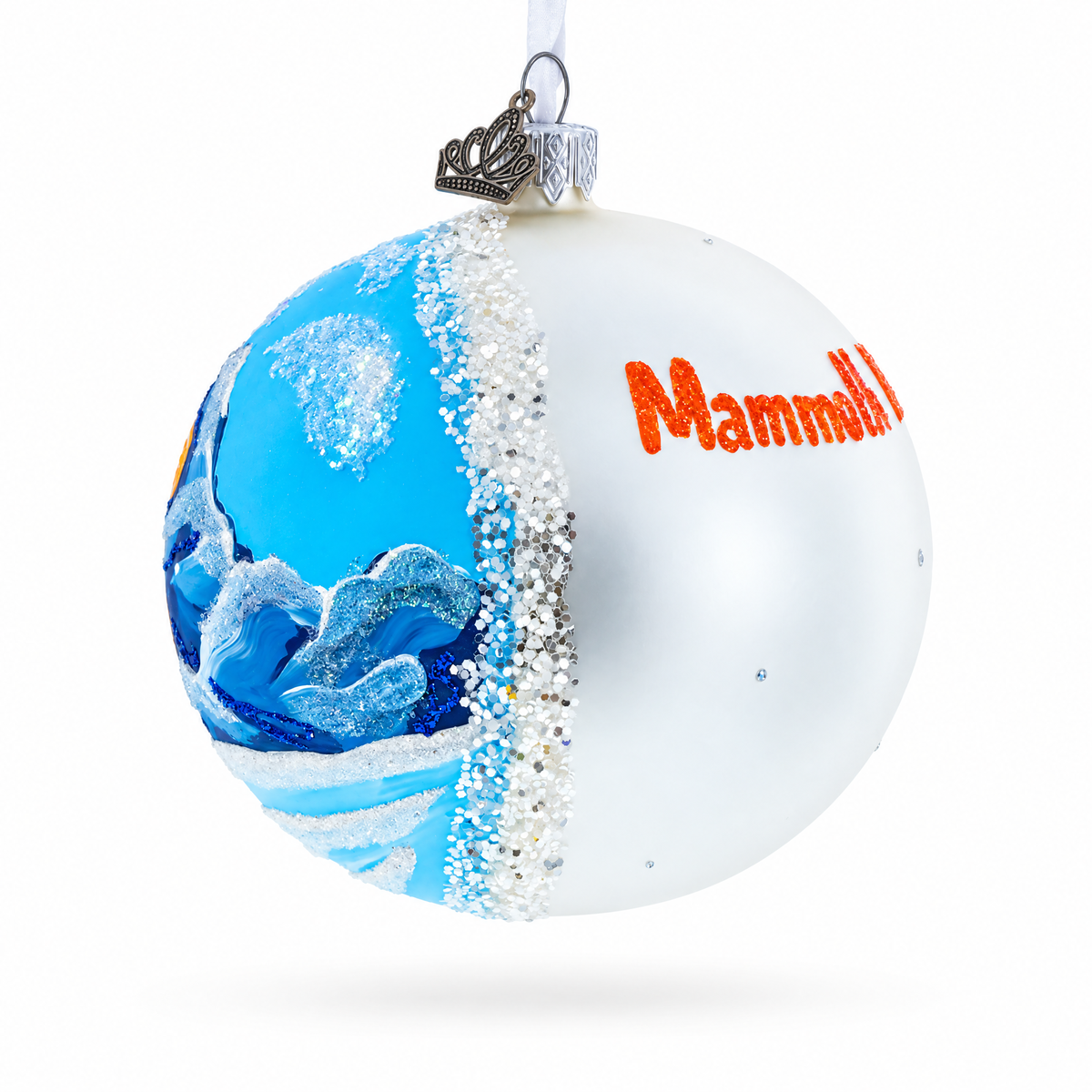 Mammoth Mountain Ski Area, California Glass Ball Christmas Ornament 4 Inches
