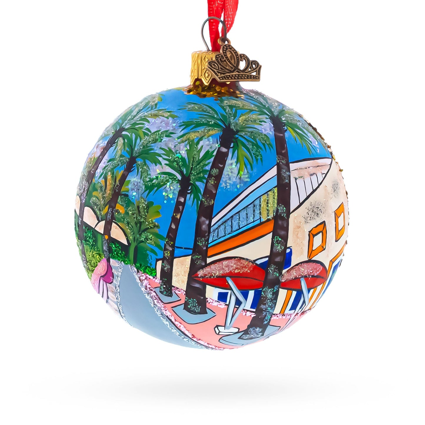 Lincoln Road, Miami, Florida, USA Glass Ball Christmas Ornament 3.25 Inches