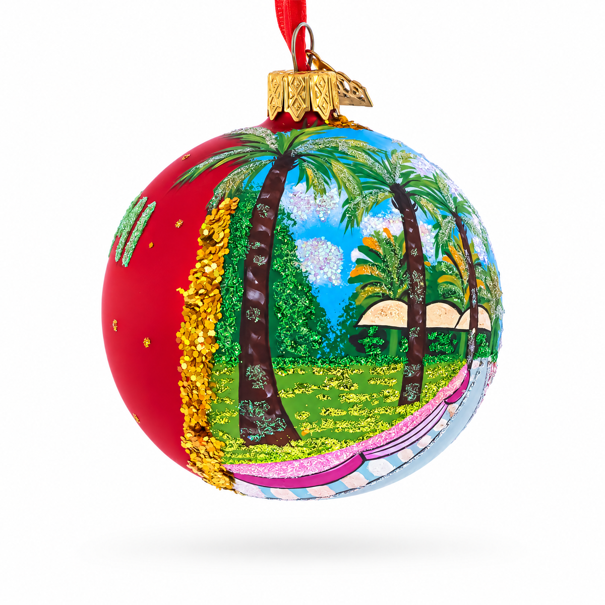 Lincoln Road, Miami, Florida Glass Ball Christmas Ornament 3.25 Inches