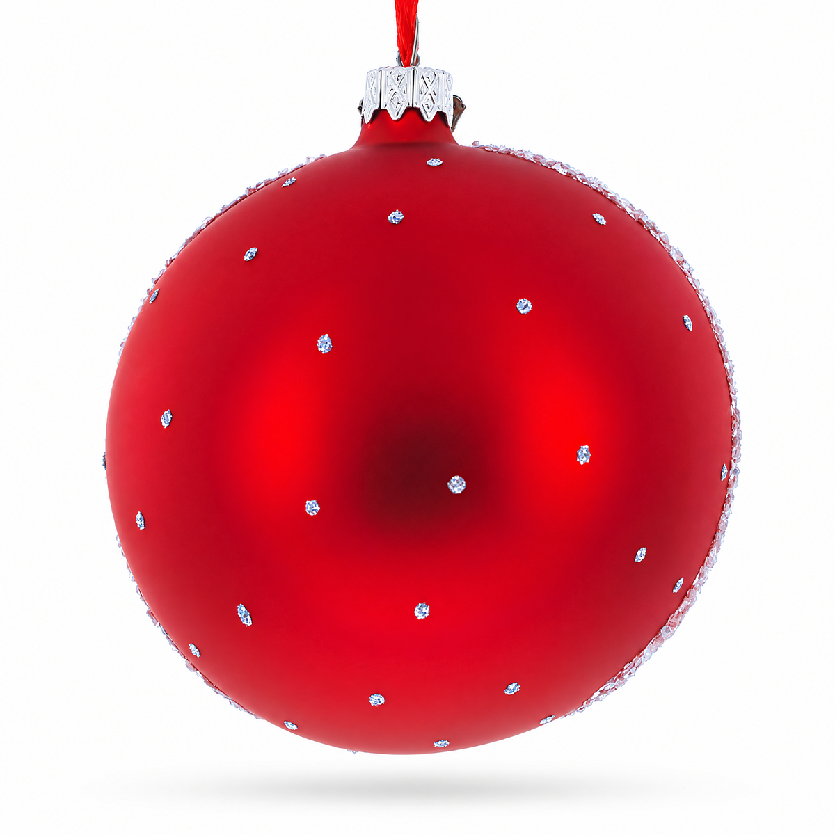 Floral Meadow Painting Glass Ball Christmas Ornament 4 Inches