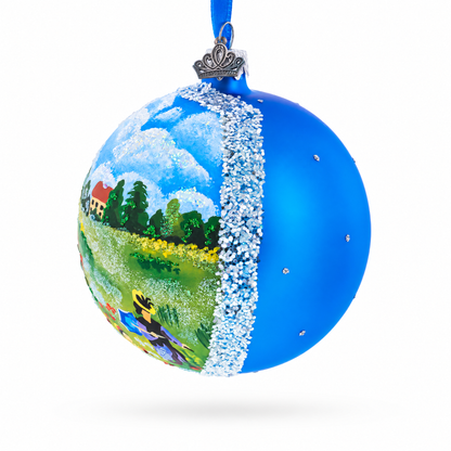 Wild Poppies Painting Glass Ball Christmas Ornament 4 Inches
