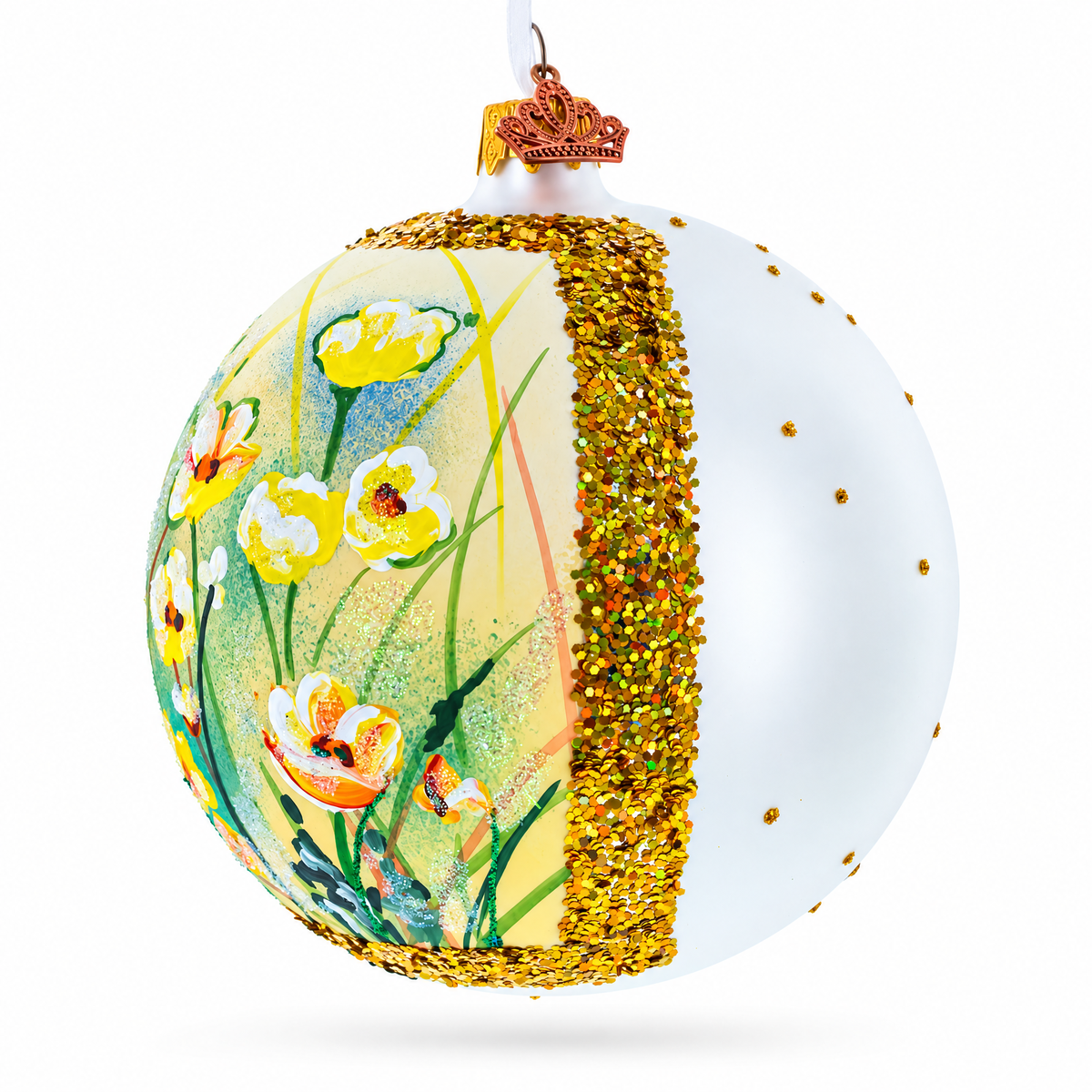 Summer in Bloom Painting Glass Ball Christmas Ornament 4 Inches
