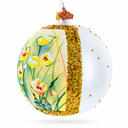 Summer in Bloom Painting Glass Ball Christmas Ornament 4 Inches