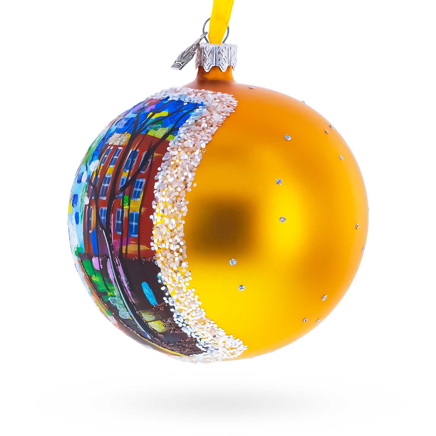 Night Walk Painting Glass Ball Christmas Ornament 4 Inches