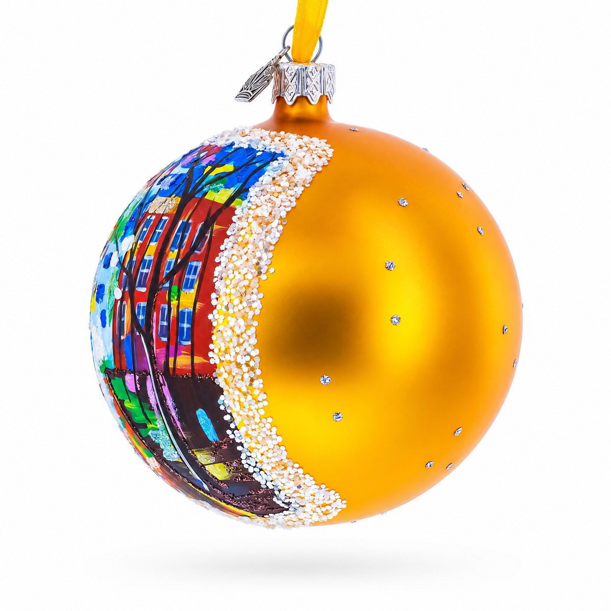 Night Walk Painting Glass Ball Christmas Ornament 4 Inches