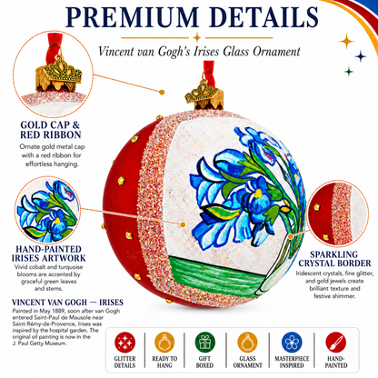 Vincent van Gogh "Irises" Glass Ball Christmas Ornament 4 Inches