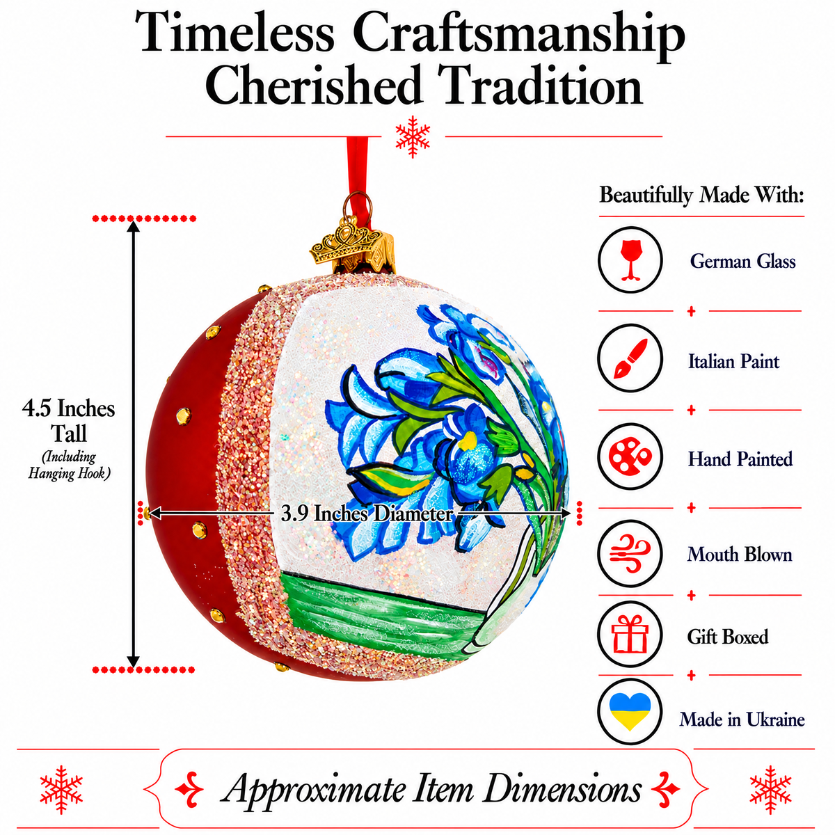 Vincent van Gogh "Irises" Glass Ball Christmas Ornament 4 Inches