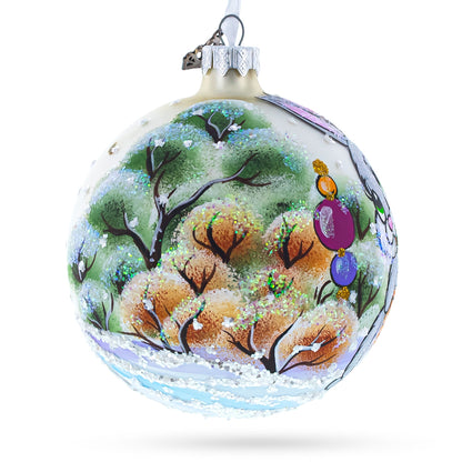 Glitter Bunny with Carrot Glass Ball Ornament 4 Inches