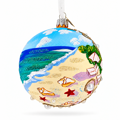 Turks and Caicos Glass Ball Christmas Ornament 4 Inches