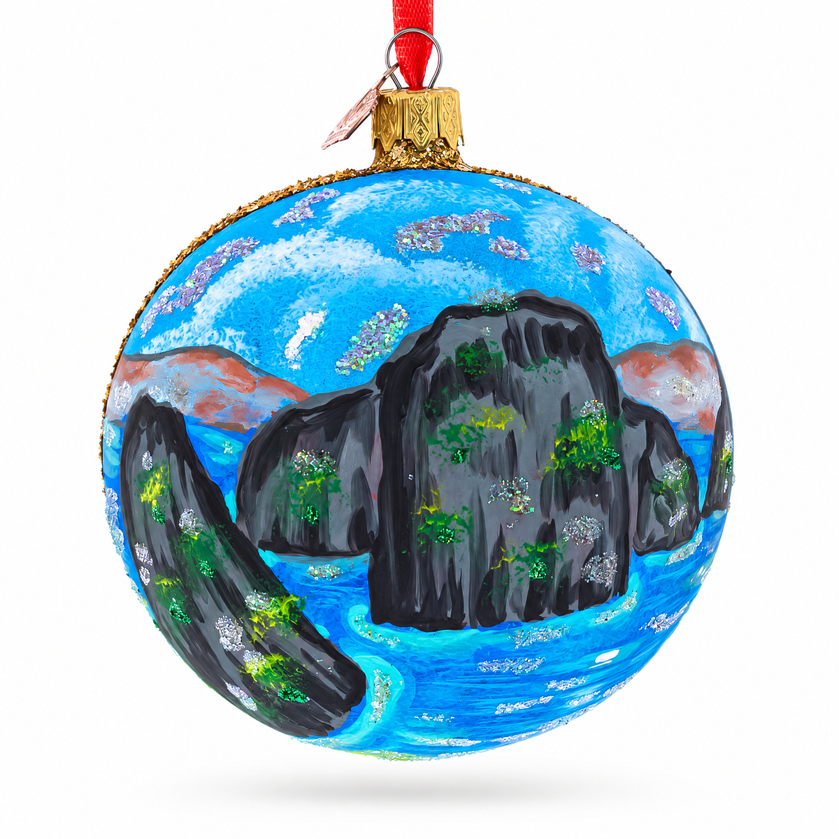 Cebu & Boracay, Philippines Glass Ball Christmas Ornament 4 Inches