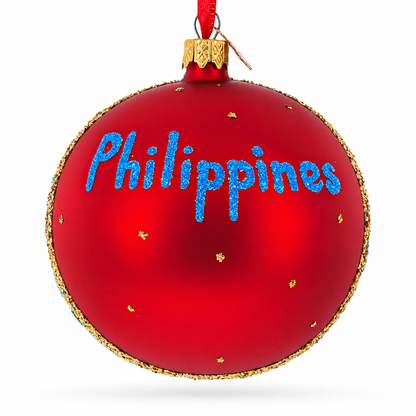 Cebu & Boracay, Philippines Glass Ball Christmas Ornament 4 Inches