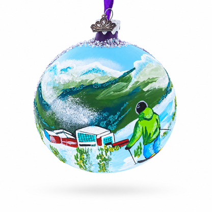 Whistler Blackcomb Ski Resort, Canada Glass Ball Christmas Ornament 4 Inches