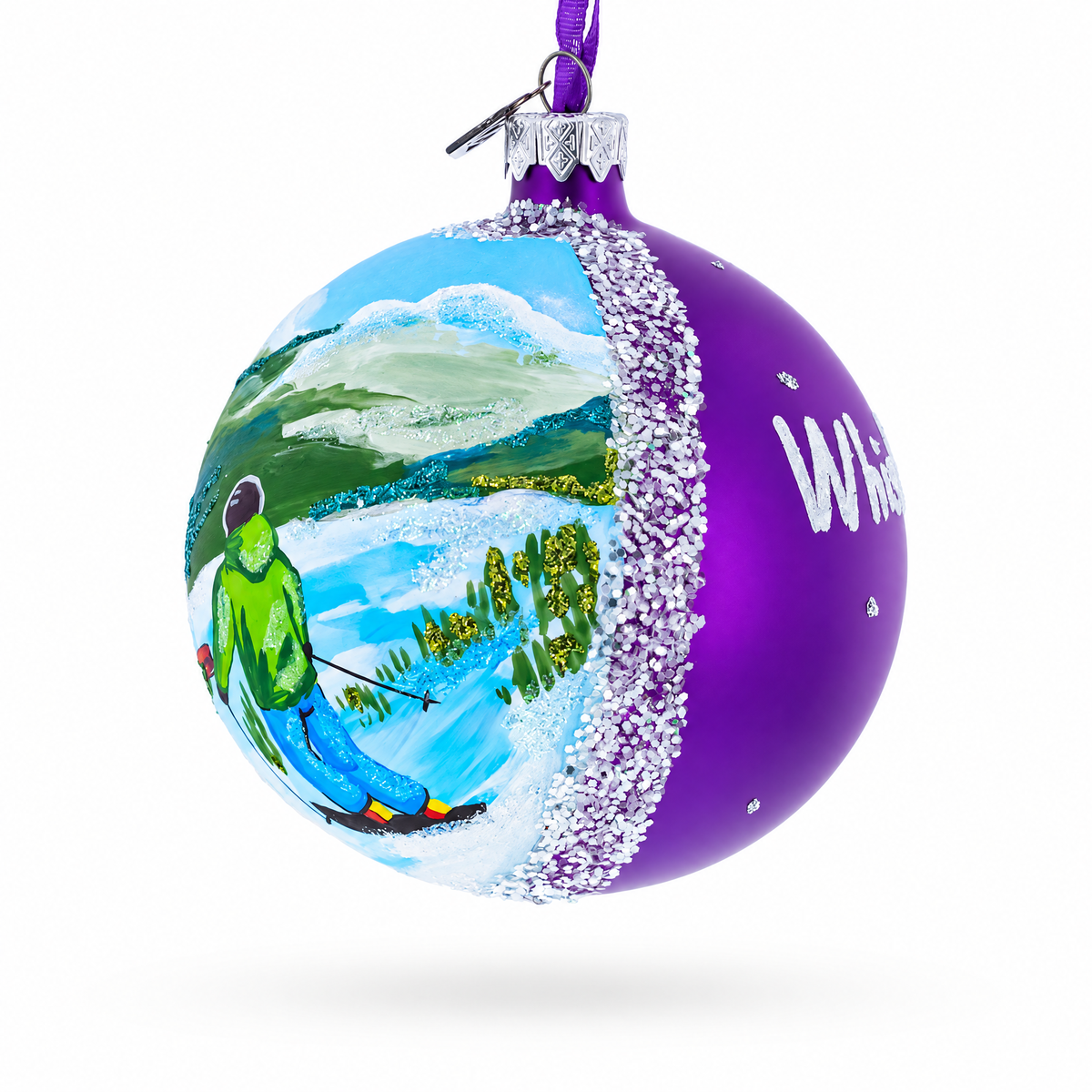 Whistler Blackcomb Ski Resort, Canada Glass Ball Christmas Ornament 4 Inches