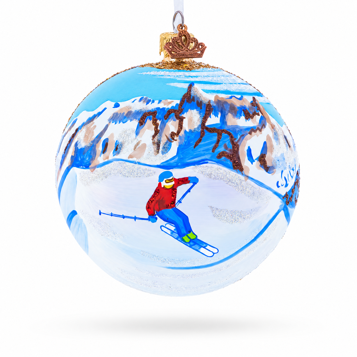 Chamonix Ski Resort, France Glass Ball Christmas Ornament 4 Inches