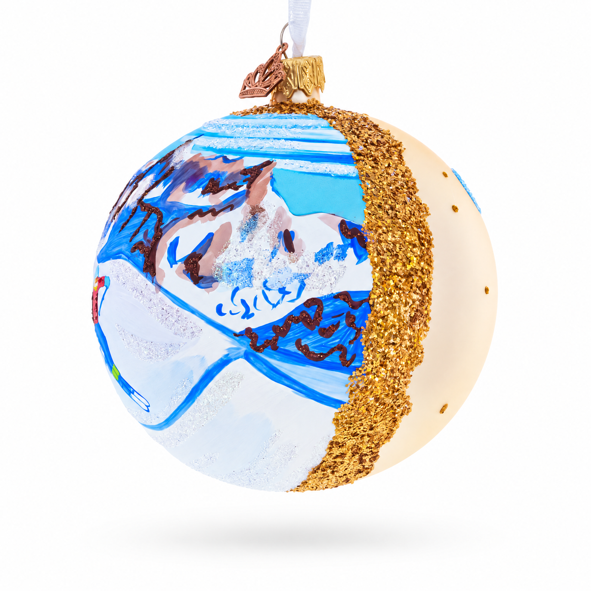 Chamonix Ski Resort, France Glass Ball Christmas Ornament 4 Inches