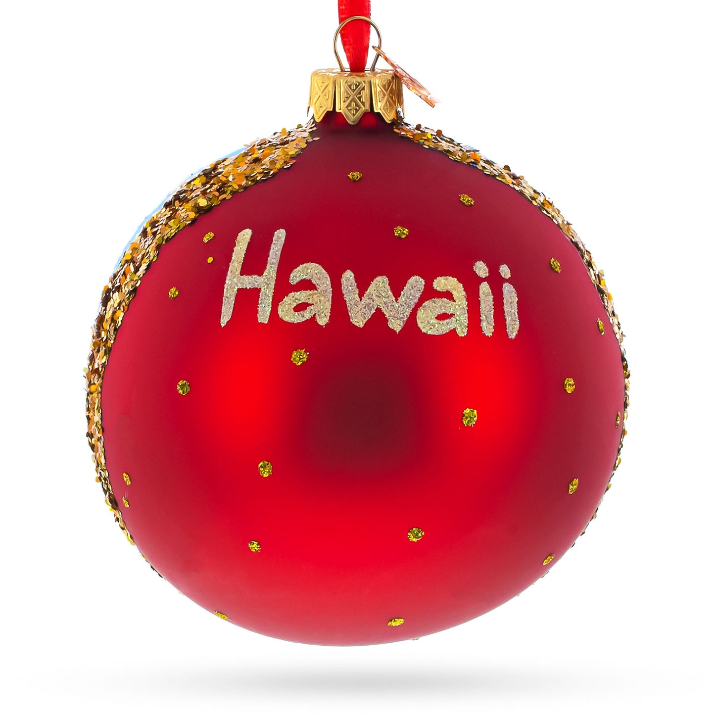 Surfers at Hawaii Beach Glass Ball Christmas Ornament 4 Inches