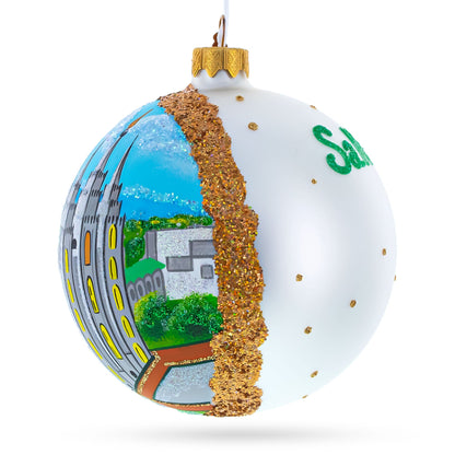 Temple Square, Salt Lake City, Utah Glass Ball Christmas Ornament 4 Inches