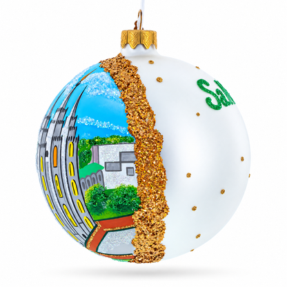 Temple Square, Salt Lake City, Utah Glass Ball Christmas Ornament 4 Inches