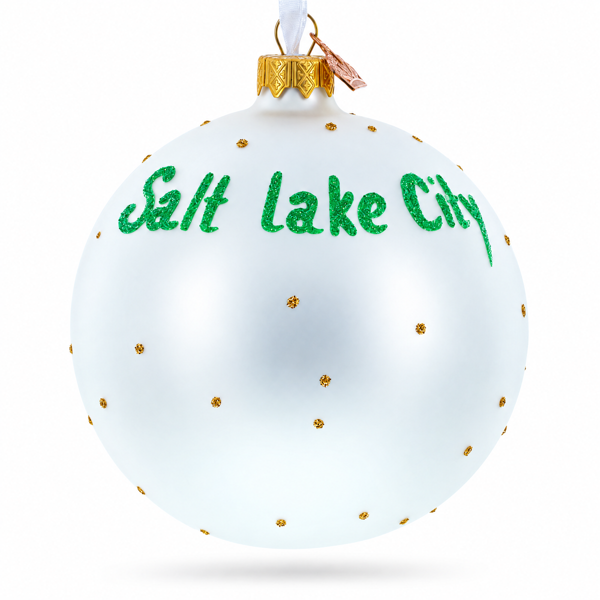 Temple Square, Salt Lake City, Utah Glass Ball Christmas Ornament 4 Inches