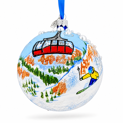 Jackson Hole Ski Resort, Wyoming Glass Ball Christmas Ornament 4 Inches