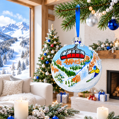Jackson Hole Ski Resort, Wyoming Glass Ball Christmas Ornament 4 Inches