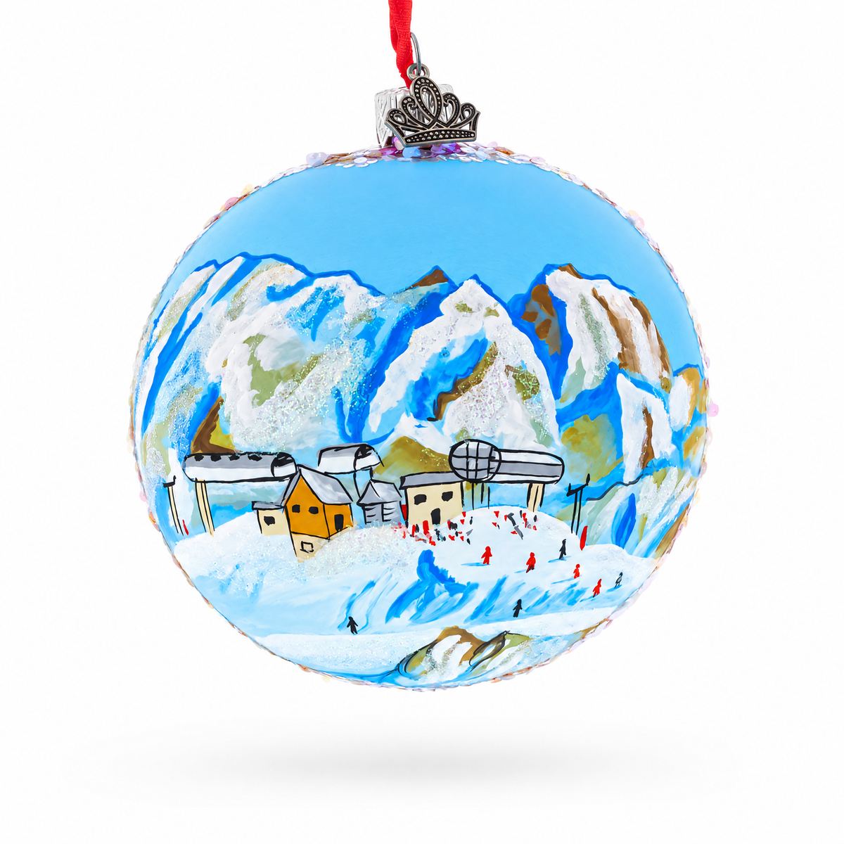 Courchevel Ski Resort, France Glass Ball Christmas Ornament 4 Inches