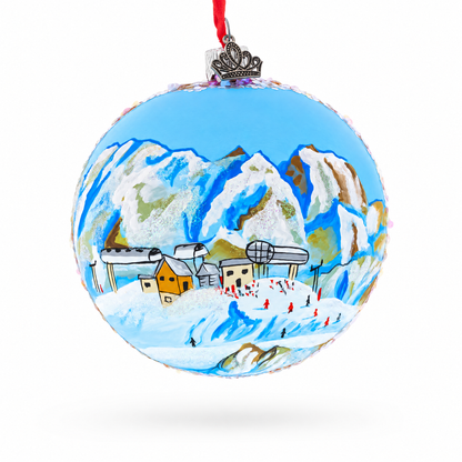 Courchevel Ski Resort, France Glass Ball Christmas Ornament 4 Inches