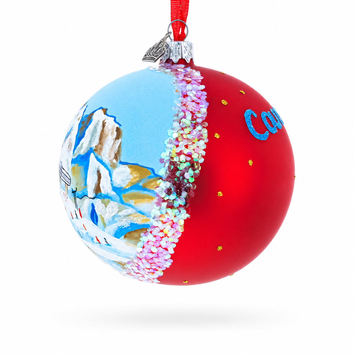 Courchevel Ski Resort, France Glass Ball Christmas Ornament 4 Inches