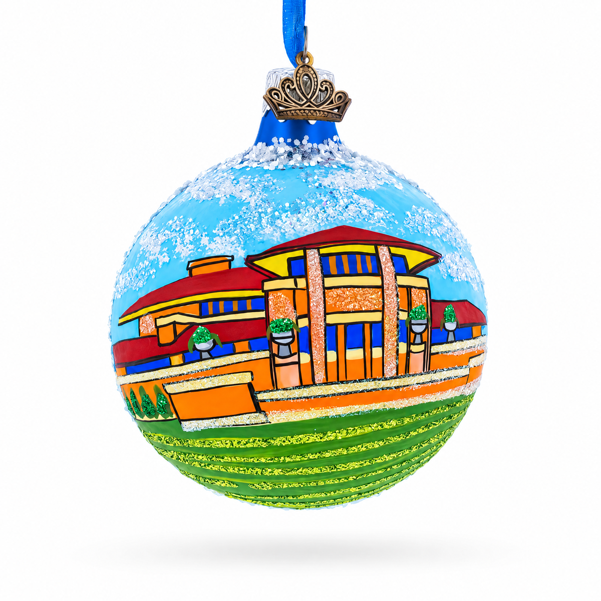 Frank Lloyd Wright's Martin House, Buffalo, New York Glass Ball Christmas Ornament 3.25 Inches
